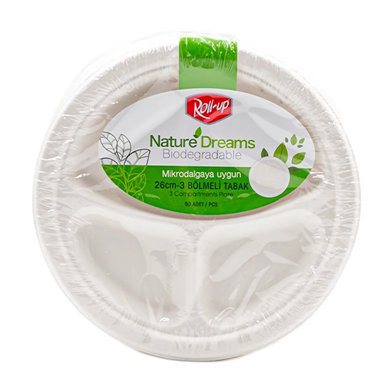 Roll Up Nature Dreams Doğa Dostu Karton Tabak 26 Cm 3 Gözlü 50'li - ROLL-UP (1)