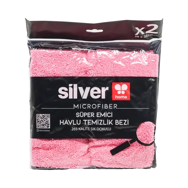 Silver Home Süper Emici Kurulama Bezi 2 Li Pembe 38x38 Cm - 3