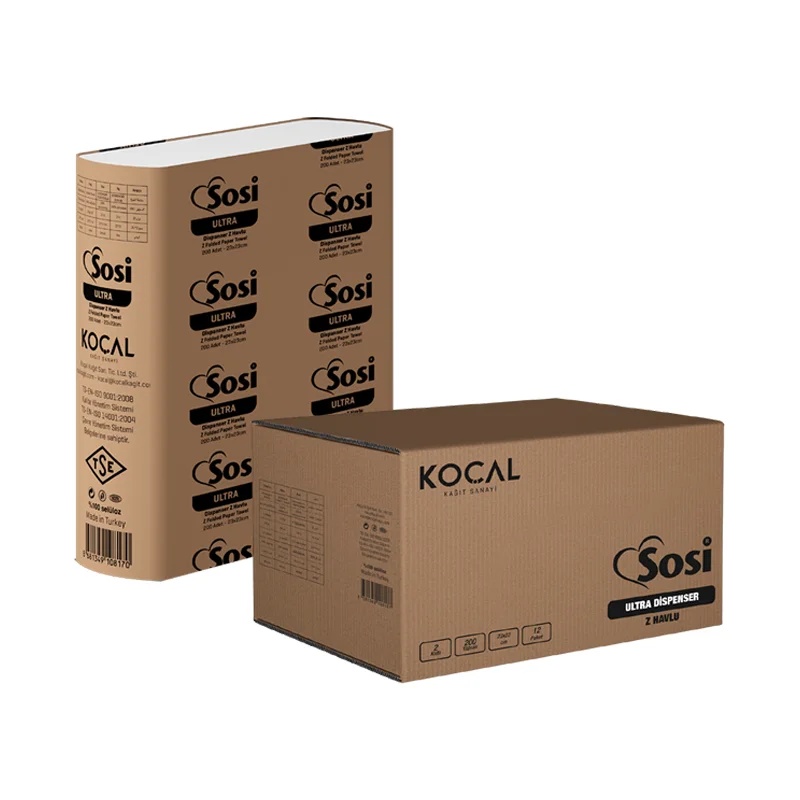 Sosi Ultra Dispenser Z Katlı Havlu 200 Lü 12 Paket Koçal 200x12 - 1