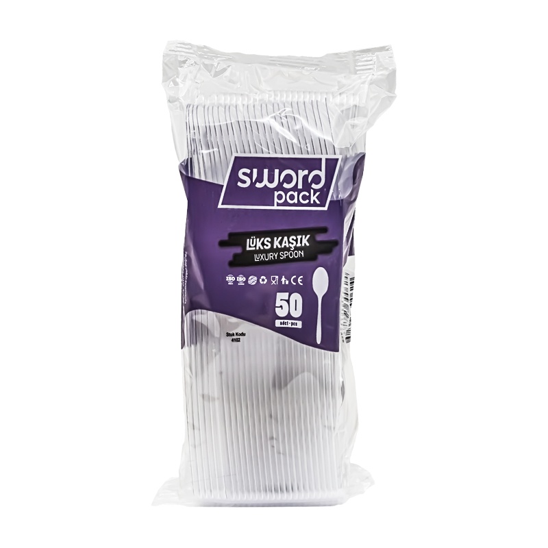 Sword Lüx Plastik Kaşık Şeffaf 2,8 Gr 50'li - SWORD