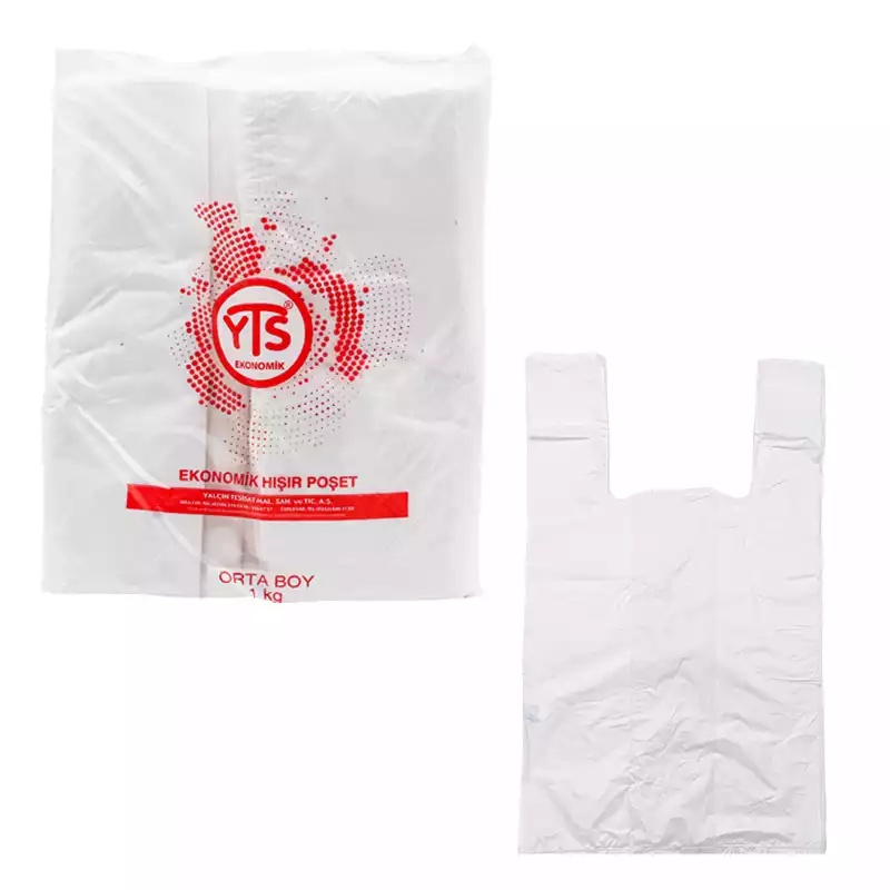 YTS Ekonomik Beyaz Atlet Poşet Orta Boy 27x50 Hışır Poşet - 1