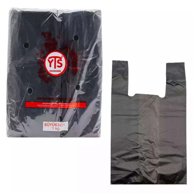 YTS Ekonomik Siyah Atlet Poşet Büyük Boy 30x60 Hışır Poşet - 1
