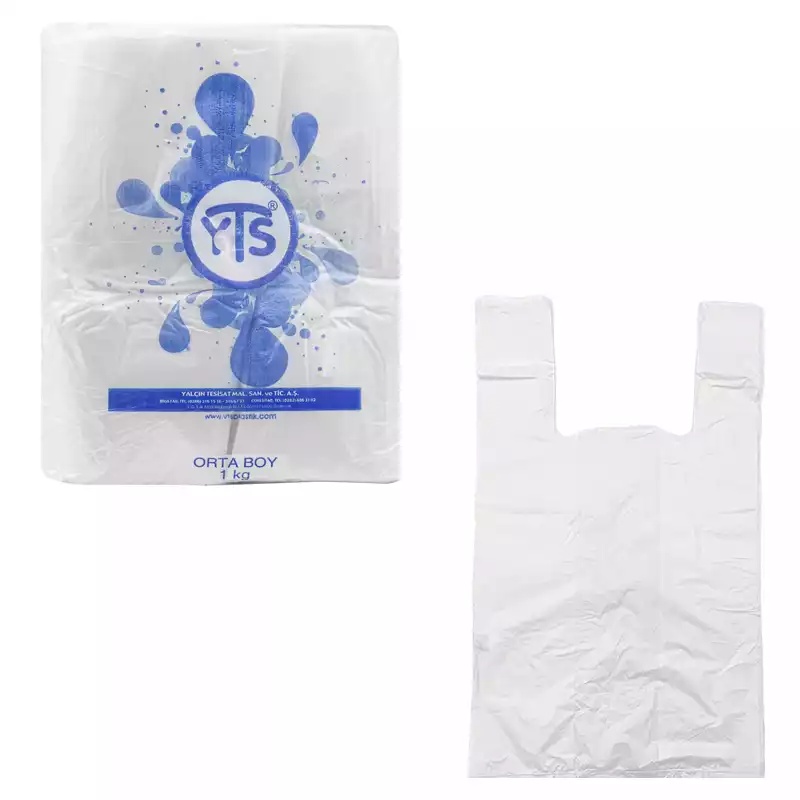 YTS Beyaz Atlet Poşet Orta Boy 27x50 Hışır Poşet - 1