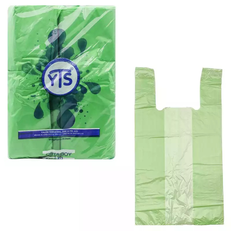YTS Yeşil Atlet Poşet Orta Boy 27x50 Hışır Poşet - YTS